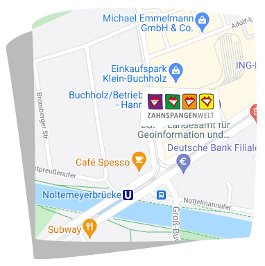 Karte Anfahrt Zahnspangenwelt Bothfeld in Hannover